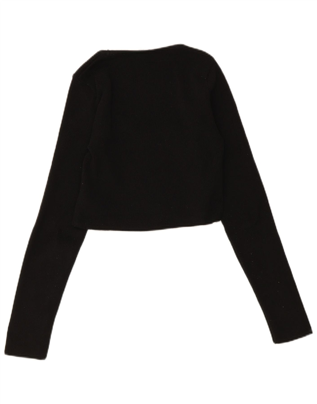 Zara Womens Crop Cardigan Sweater UK 12 Medium Black Polyester