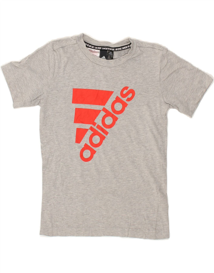 ADIDAS Boys Graphic T-Shirt Top 7-8 Years Grey Cotton | Vintage Adidas | Thrift | Second-Hand Adidas | Used Clothing | Messina Hembry 
