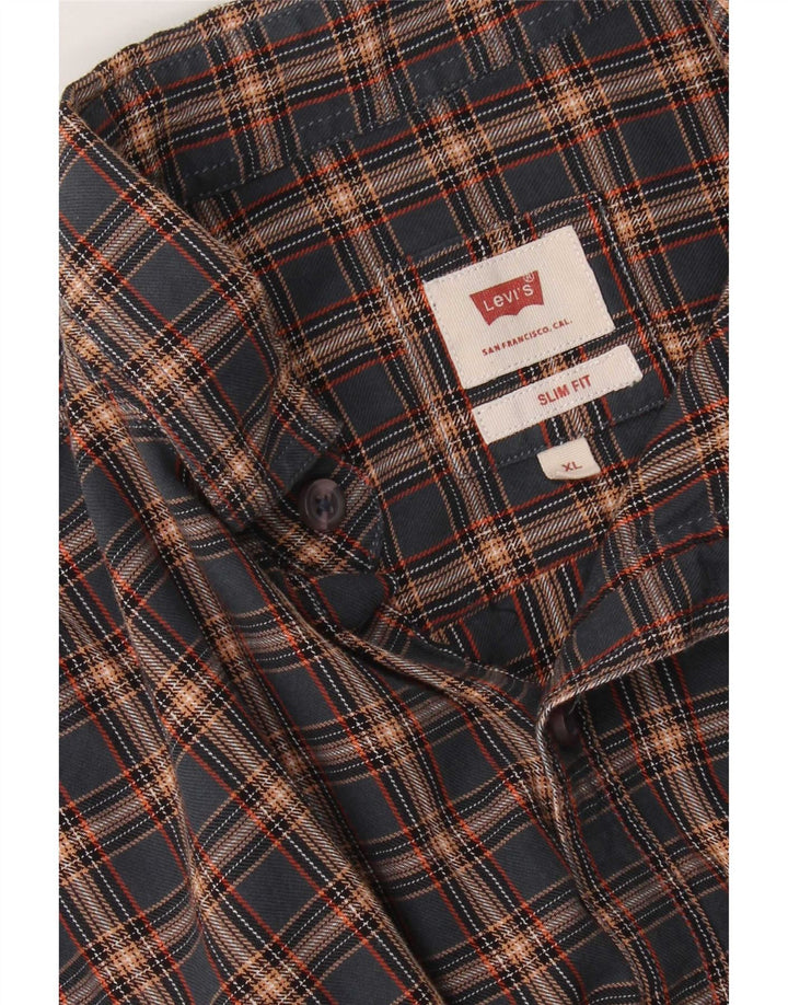 Levi's herre Slim Fit skjorte XL marineblå ternet