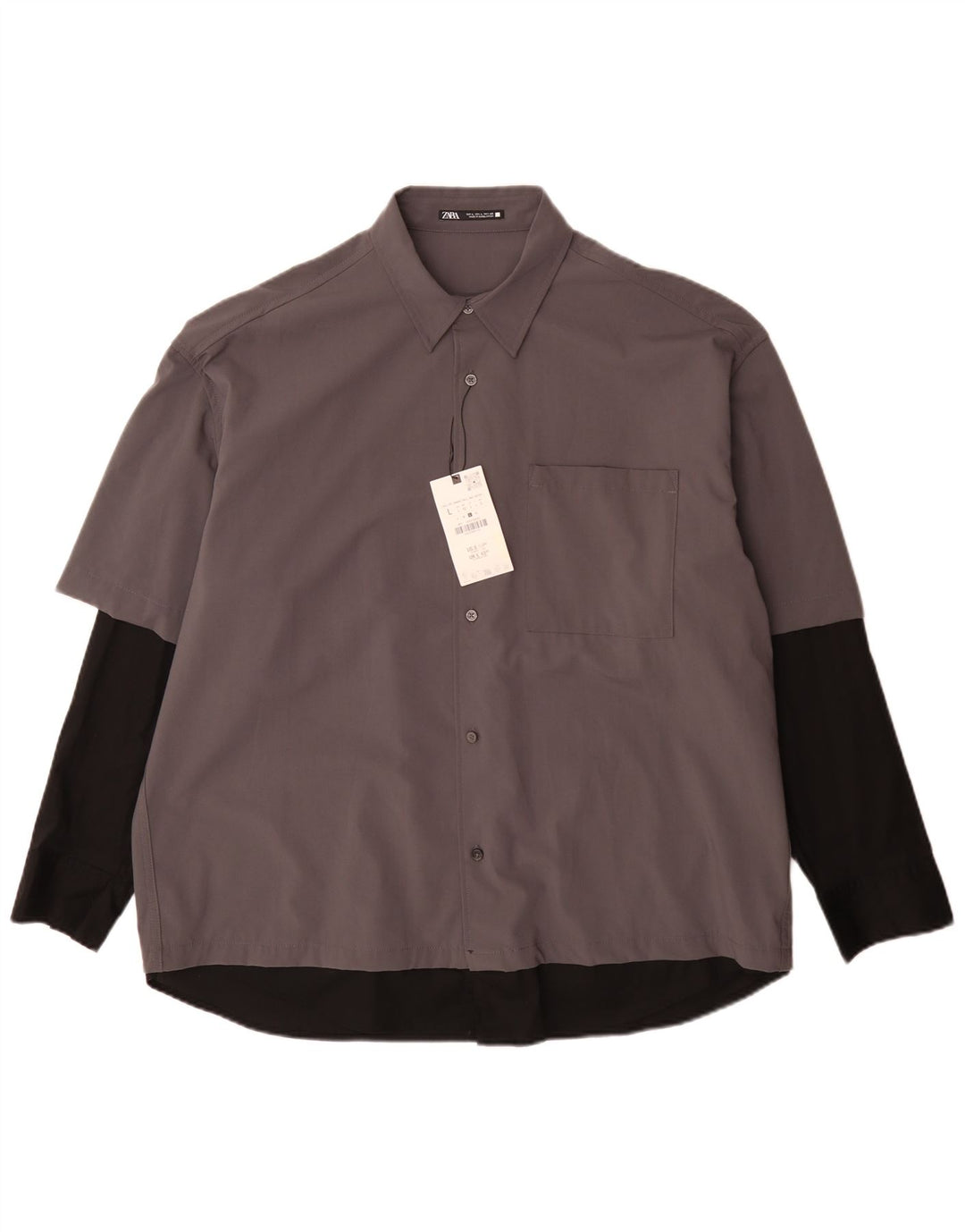 Zara Herreskjorte Large Grå Colourblock Polyester