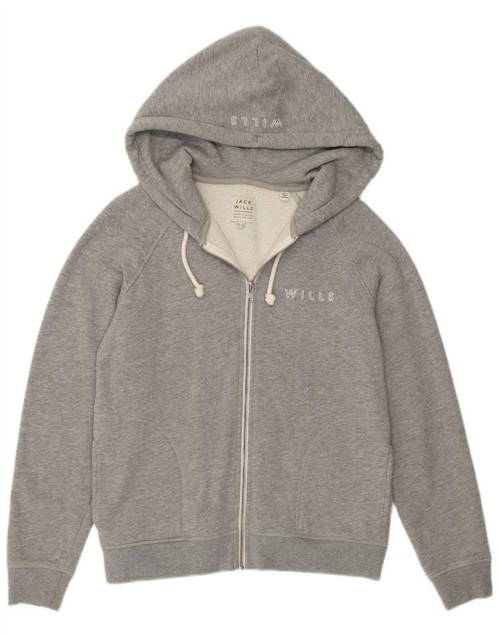 Jack Wills Dame Grafisk Hættetrøje Sweater UK 12 Medium Grey Bomuld