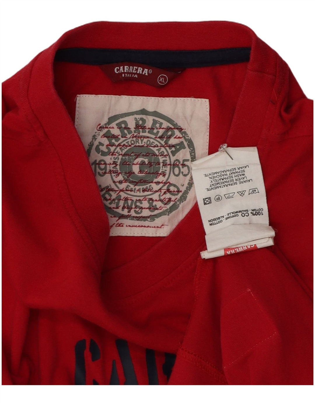 Carrera Herre Grafisk T-Shirt Top XL Rød Bomuld