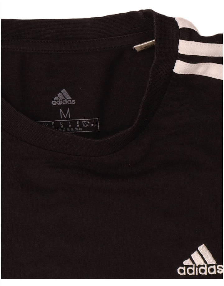 Adidas Dame T-Shirt Top UK 12/14 Medium Sort Bomuld