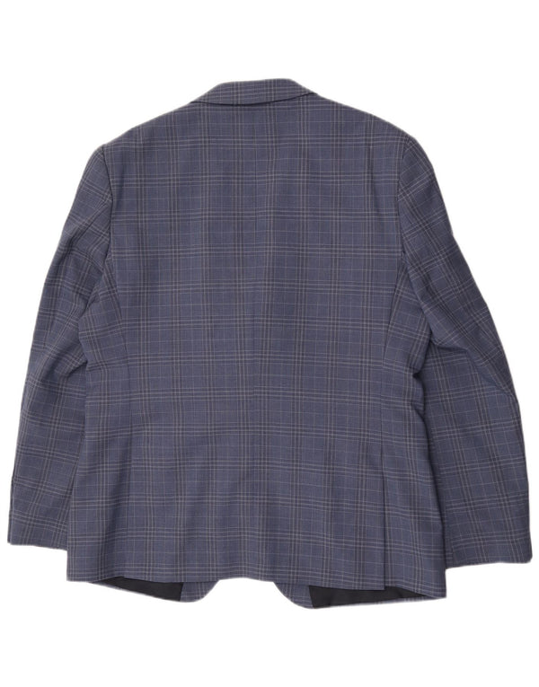 Ben Sherman Herre 2 Button Blazer Jacket UK 44 2XL Blue Check Wool