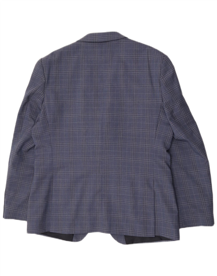 Ben Sherman Herre 2 Button Blazer Jacket UK 44 2XL Blue Check Wool