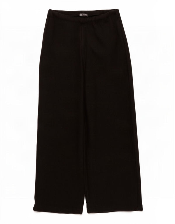 Zara Womens Tracksuit Bukser med brede ben UK 18 XL Sort Polyester