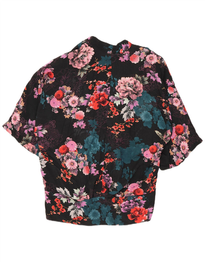 Oasis Dame Oversized Cardigan Top UK 8 Small Black Floral Viscose