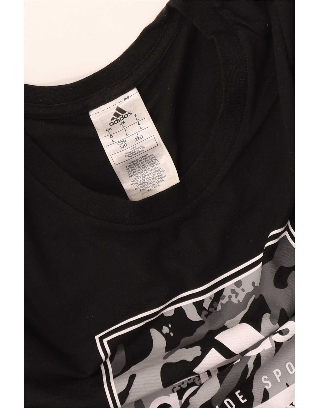 Adidas Grafisk T-shirt top til mænd, stor sort bomuld