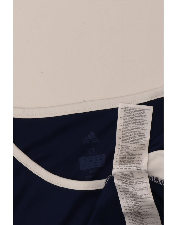 Adidas Herre Climalite T-Shirt Top XL Marineblå Colourblock Polyester