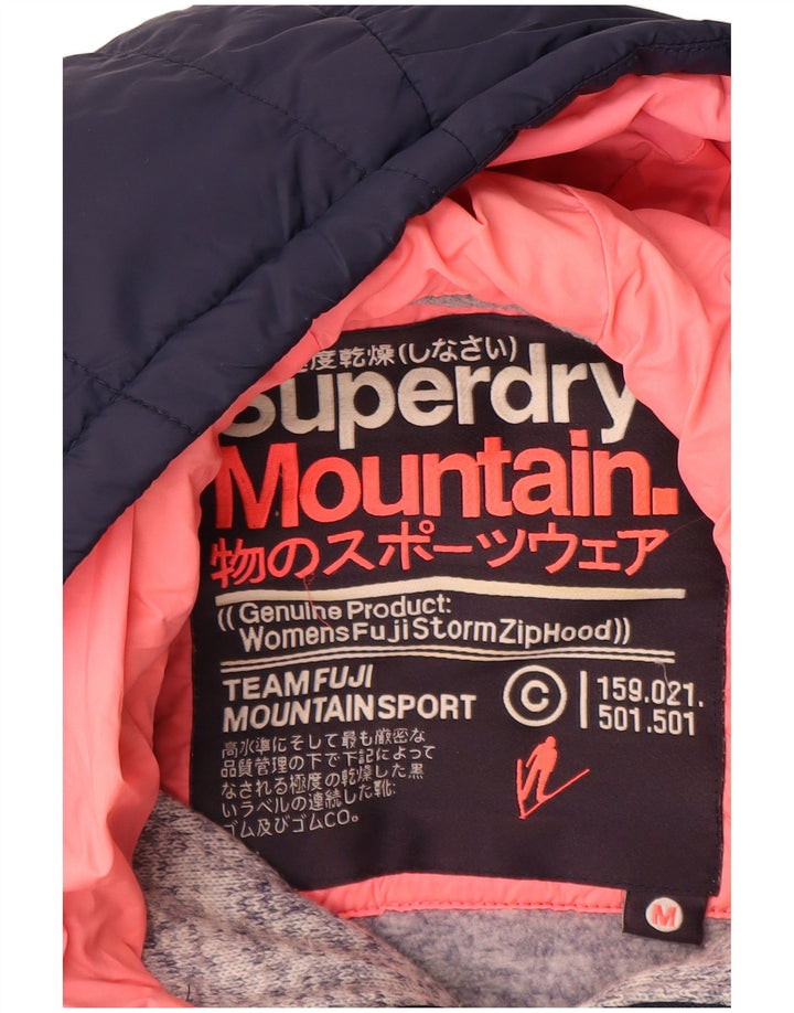 Superdry Sweater med lynlås til kvinder UK 14 Medium Grey Colourblock Polyester