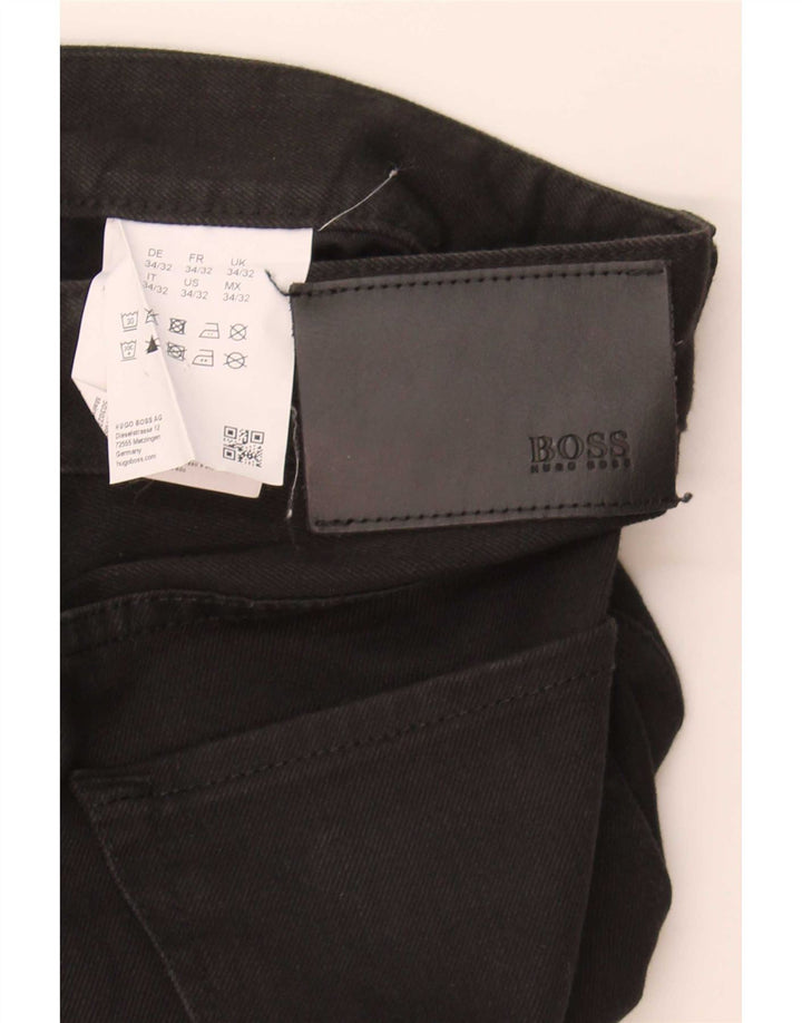 Hugo Boss Straight Jeans til mænd W34 L32 Sort bomuld