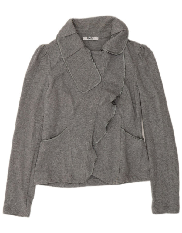 Liu Jo Dame Cardigan Top UK 12 Medium Grå Bomuld