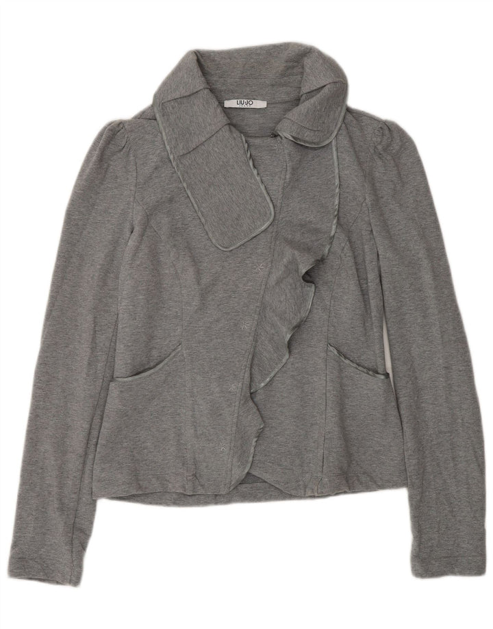 Liu Jo Dame Cardigan Top UK 12 Medium Grå Bomuld