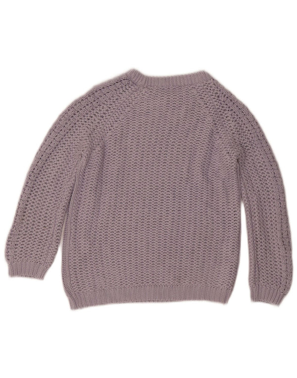Zara Womens Crop Crew Neck Jumper Sweater UK 10 Small Purple Acryl