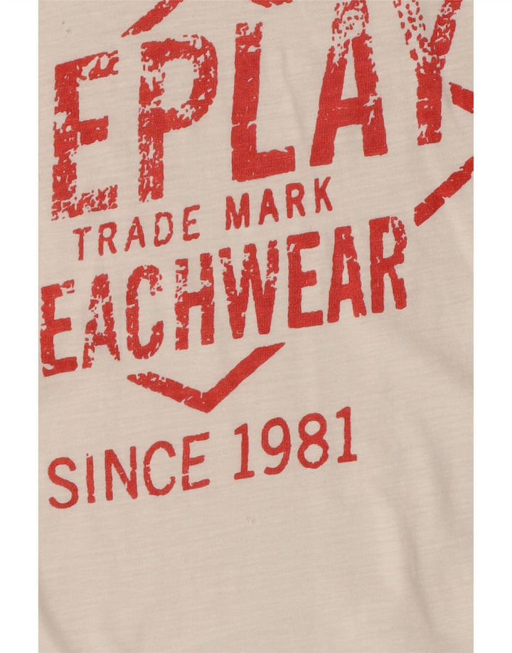 Replay Herre Grafisk T-Shirt Top Lille Hvid