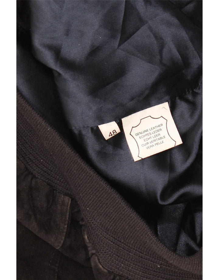 Vintage herre ruskind bomberjakke IT 48 medium sort læder