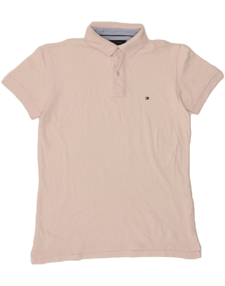 TOMMY HILFIGER Mens Polo Shirt Medium Pink Cotton Vintage Tommy Hilfiger and Second-Hand Tommy Hilfiger from Messina Hembry 