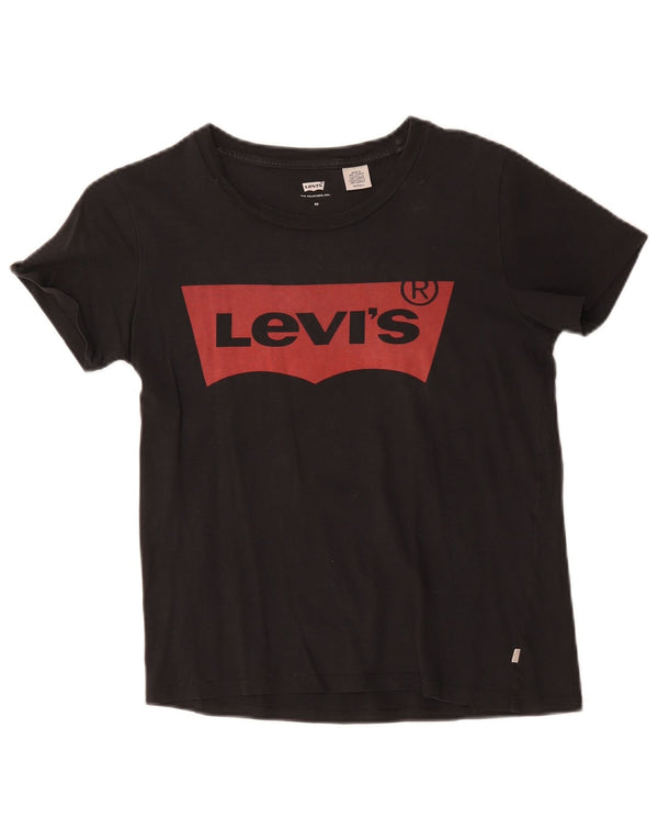 Levi's Grafisk T-shirt top til kvinder UK 6 XS Sort bomuld