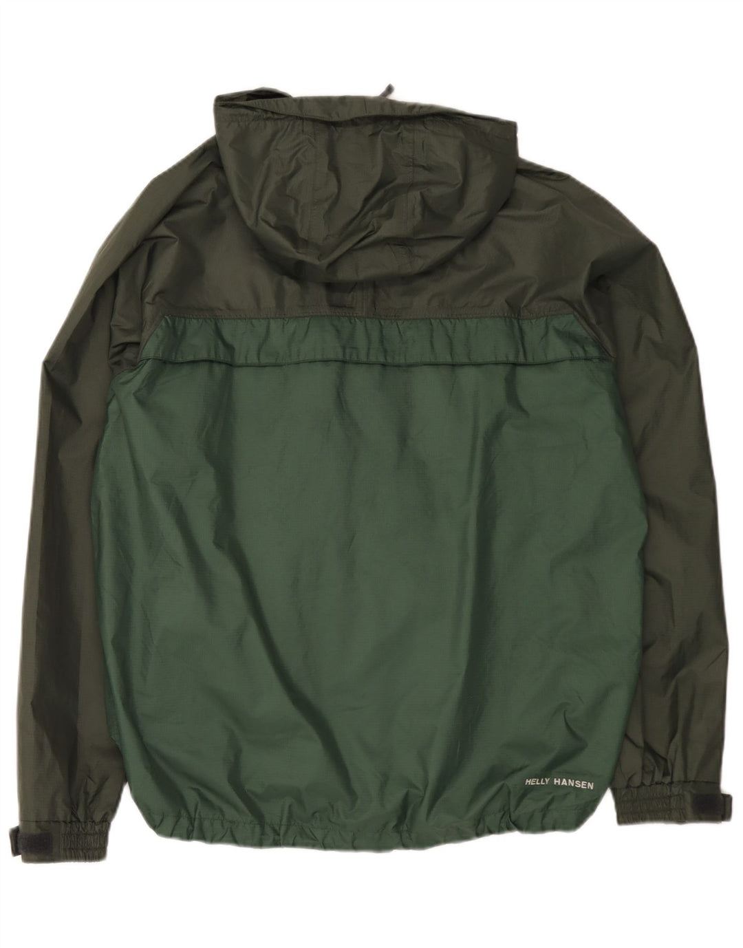 Helly Hansen Regnjakke med hætte til mænd UK 40 Large Green Colourblock Nylon