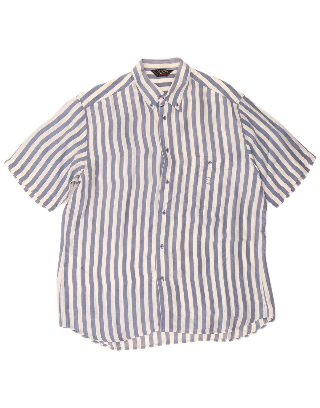 PAUL & SHARK Herre Yachting kortærmet skjorte XL blå stribet silke