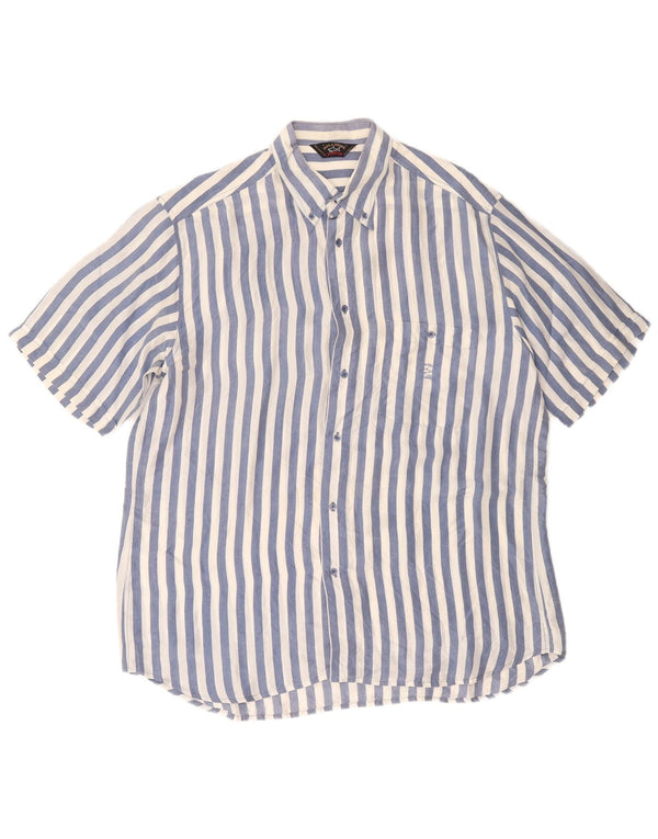 PAUL & SHARK Herre Yachting kortærmet skjorte XL blå stribet silke