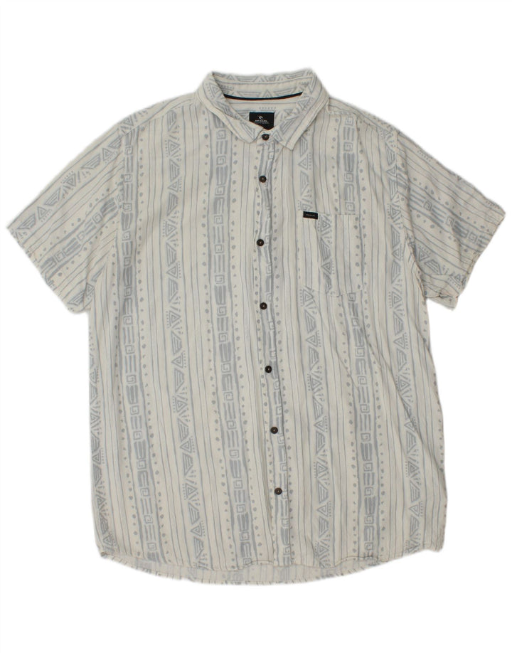 Rip Curl Kortærmet Herreskjorte XL Hvid Geometrisk Viscose