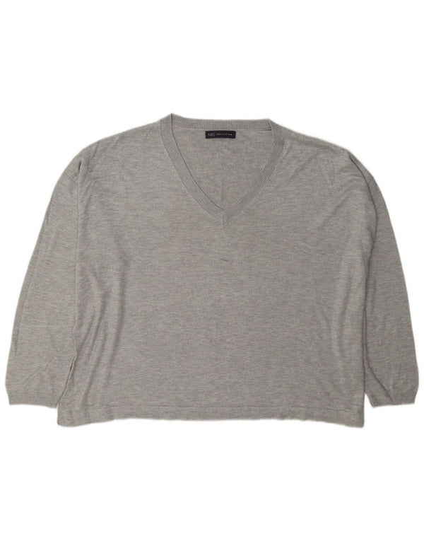Marks & Spencer Dame Oversized V-hals sweater UK 18 XL Grå