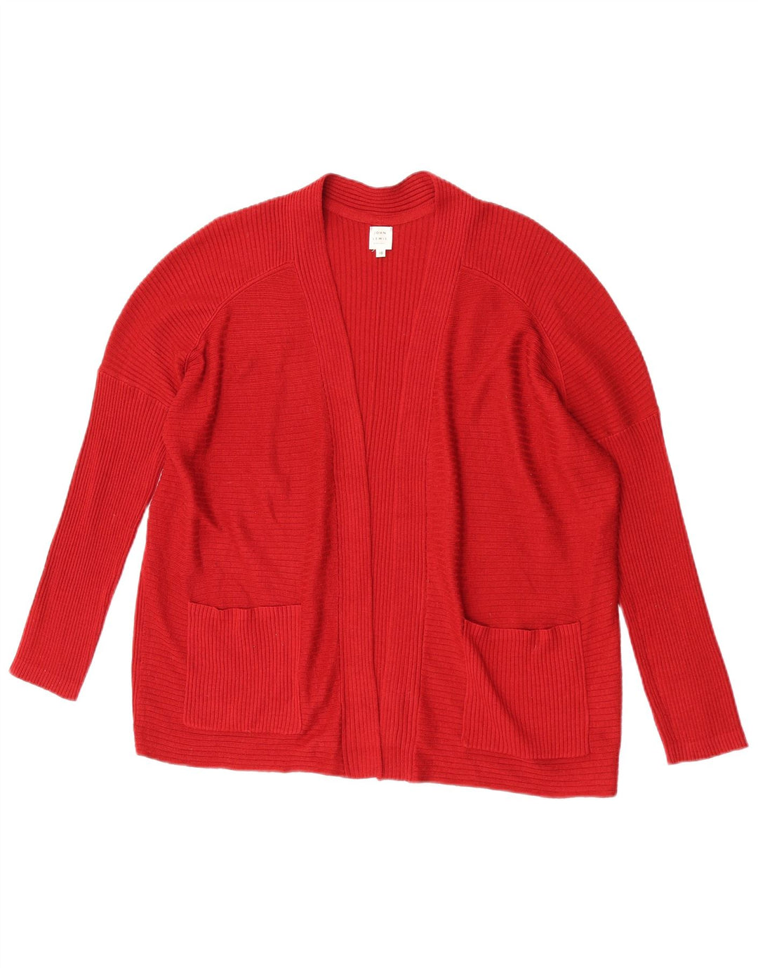 John Lewis Dame Oversized Open Cardigan Sweater UK 10 Lille Rød Polyester