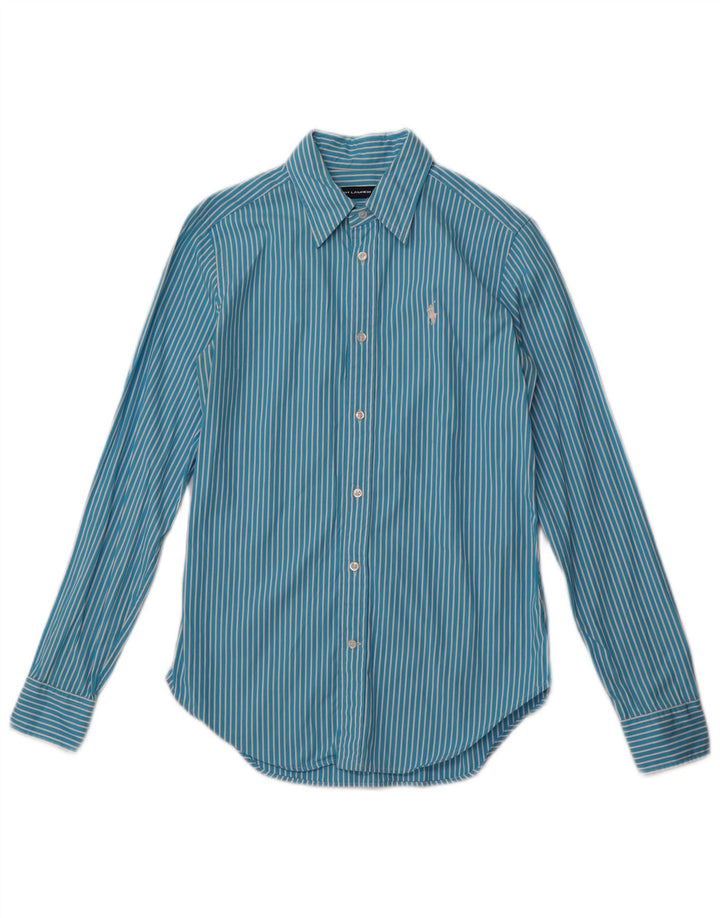 RALPH LAUREN Oversized skjorte til kvinder US 4 Small Blue Pinstripe Cotton