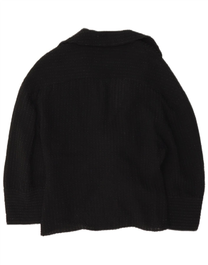 Zara damebluse med 3/4 ærmer foran med bindebånd UK 12 Medium Sort viskose