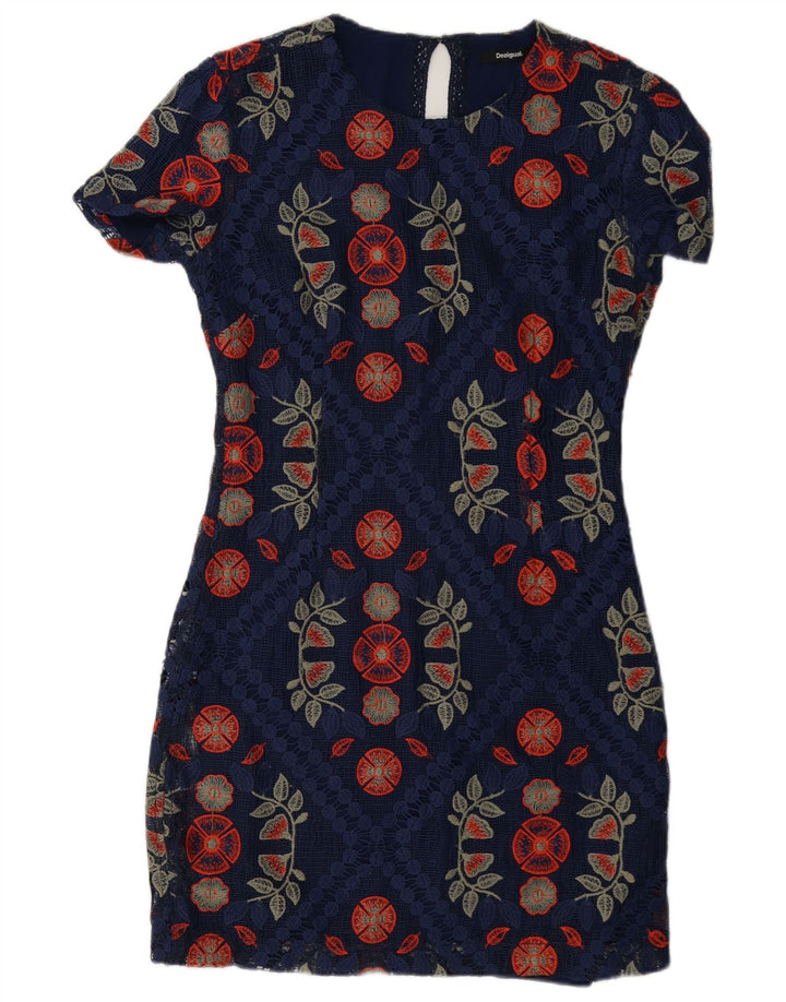 Desigual Dame Blonde Bodycon Kjole EU 38 Medium Navy Blue Floral Polyester