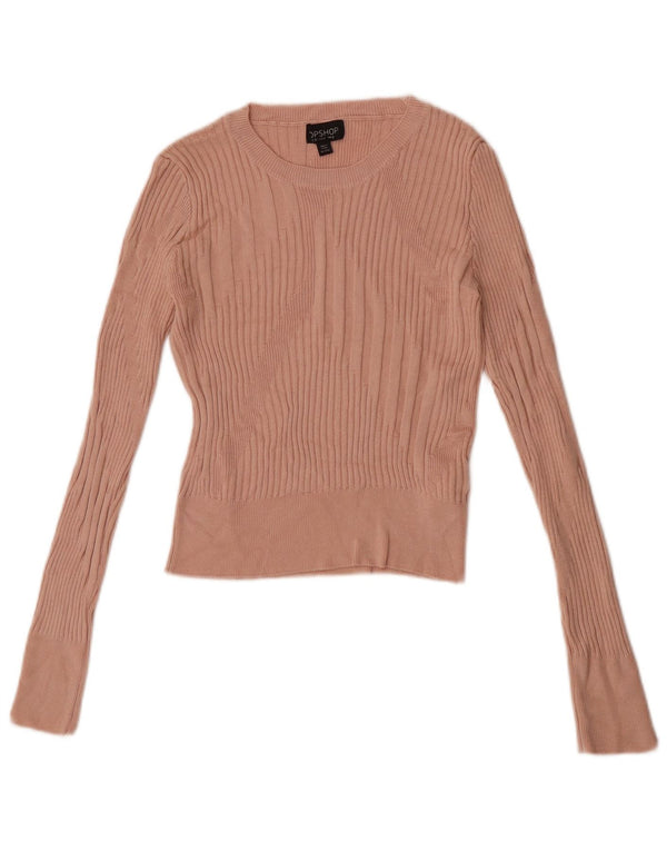 Topshop Dame Crop Top Langærmet UK 6 XS Pink Viscose
