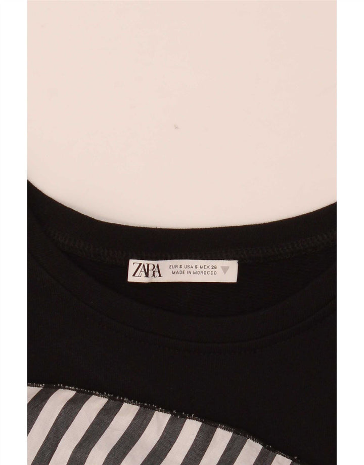 Zara Dame Bluse Top UK 10 Lille Sort Stribet