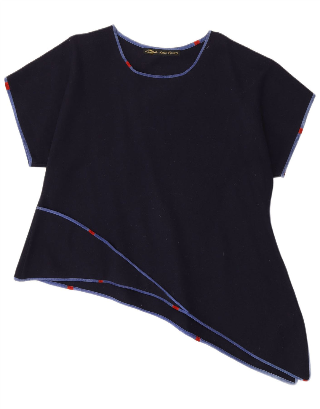 Vintage Dame Asymmetrisk Top UK 18 XL Navy Blue