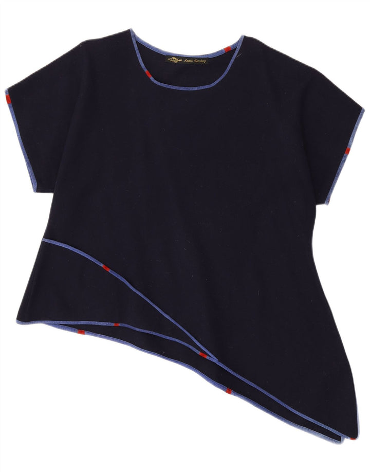 Vintage Dame Asymmetrisk Top UK 18 XL Navy Blue