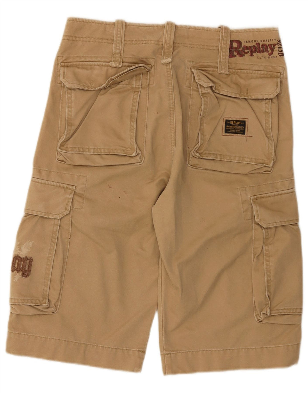 Replay Herre Graphic Cargo Shorts W31 Medium Beige Bomuld