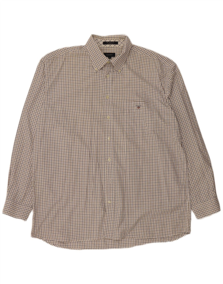 Gant herre Regular Fit skjorte 2XL hvid ternet bomuld
