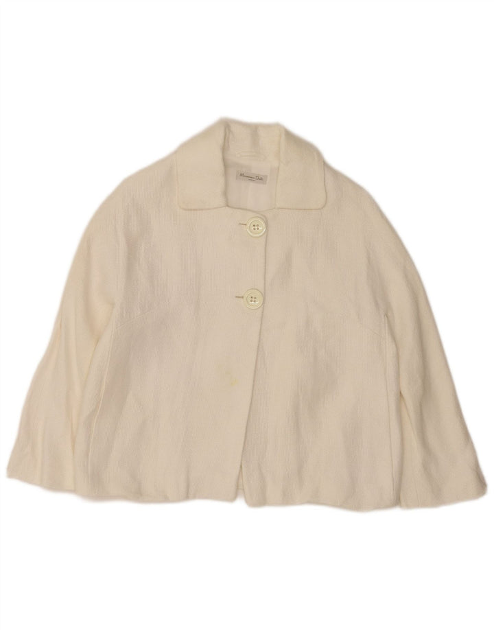 Massimo Dutti Dame Crop 2 Button Blazer Jacket EU 38 Medium White