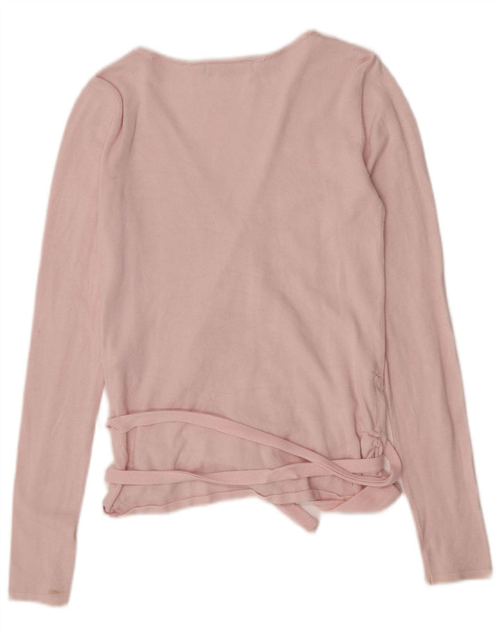 Zara Dame Langærmet Wrap Bluse Top UK 12 Medium Pink Viscose