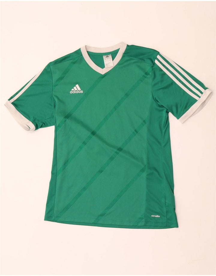 Adidas Herre Climalite grafisk T-shirt top mellemgrøn stribet polyester