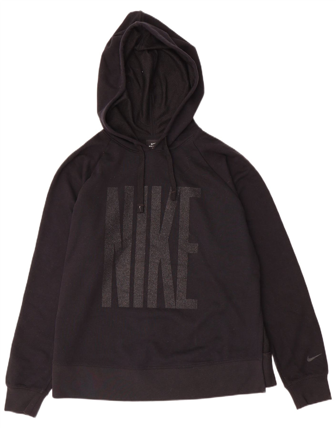 Nike Dame Dri Fit Grafisk Oversized Hoodie Jumper UK 14 Medium Sort