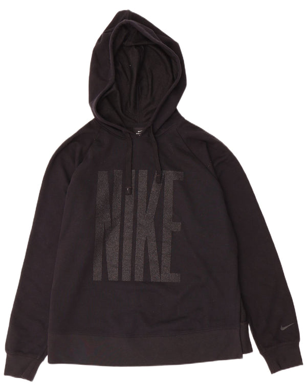 Nike Dame Dri Fit Grafisk Oversized Hoodie Jumper UK 14 Medium Sort