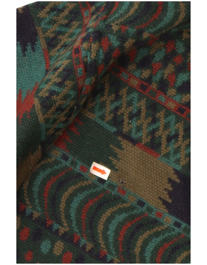 VINTAGE Herre Crew Neck sweater IT 54 XL Green Fair Isle Wool