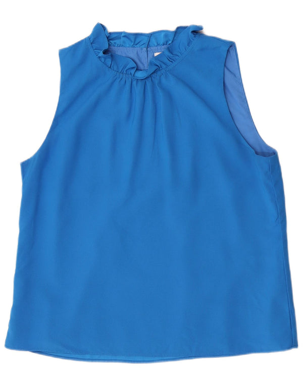 J. Crew Womens Sleeveless Blouse Top UK 14 Medium Blue Polyester