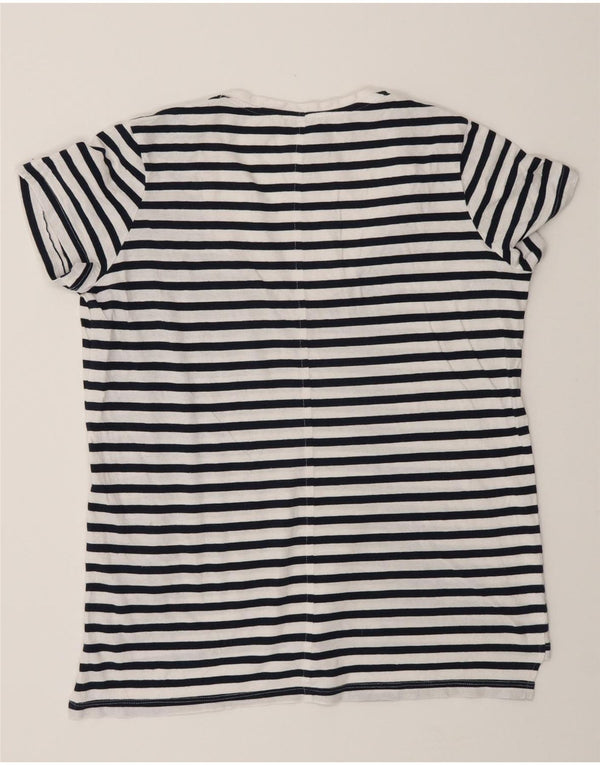 Zara Womens Oversized T-Shirt Top UK 10 Small White Striped Cotton