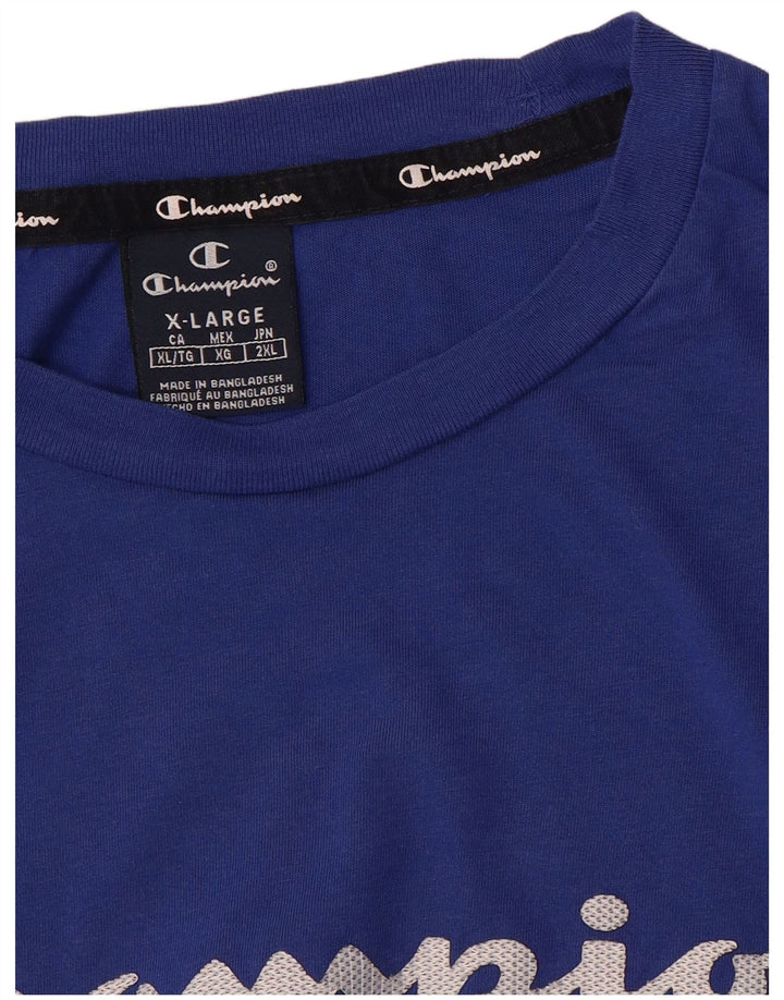 Champion Herre Grafisk T-Shirt Top XL Blå