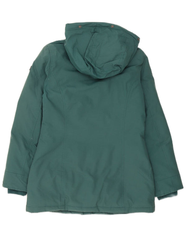 Rifle Dame Hætte Loose Fit Polstret Jakke UK 6 XS Grøn Bomuld