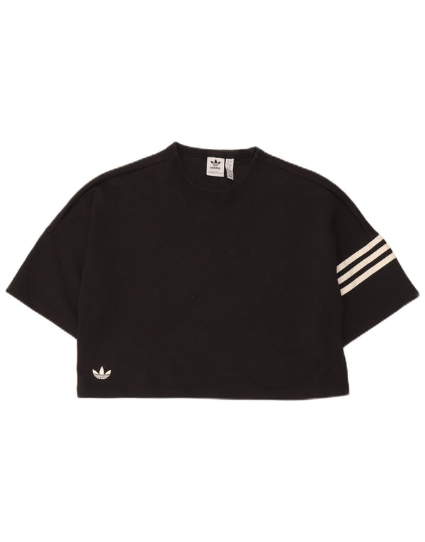 Adidas Womens Crop Oversized T-Shirt Top UK 8/10 Small Black Bomuld