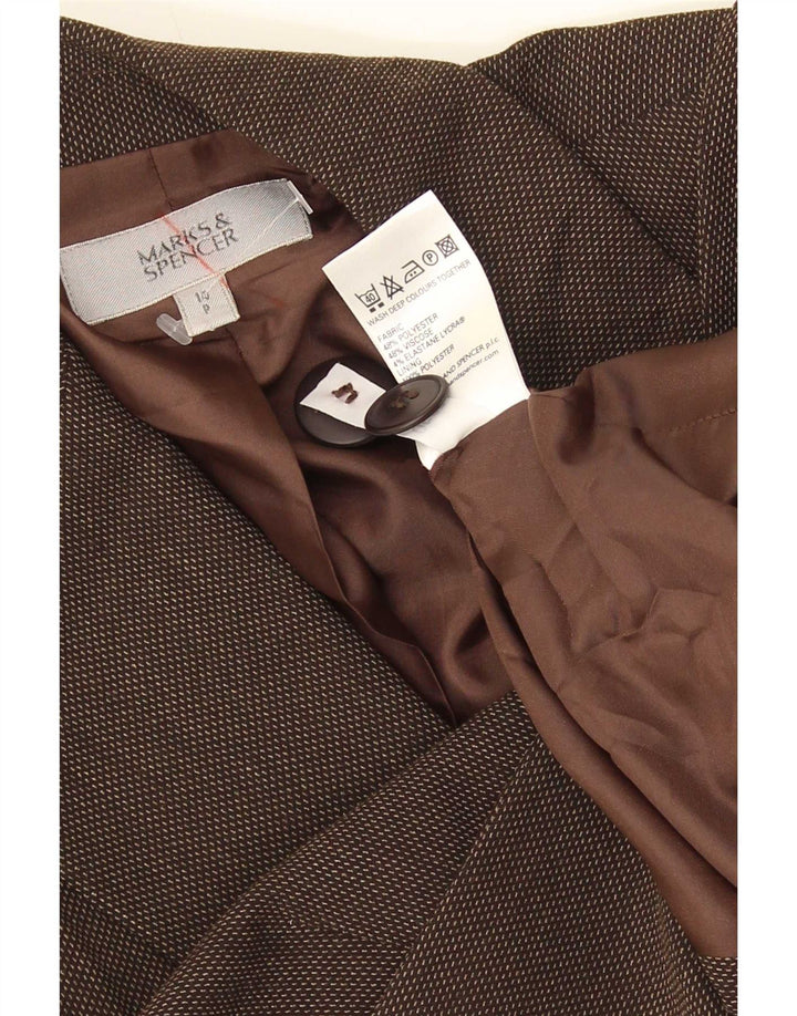 Marks & Spencer Dame 1-knap blazerjakke UK 14 Stor brun viskose