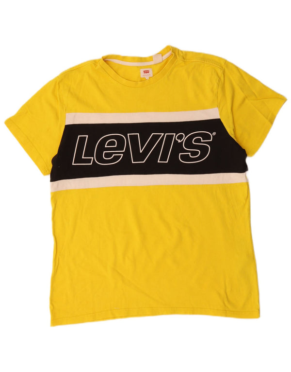 Levi's Herre grafisk T-shirt Top Stor gul Colourblock Bomuld